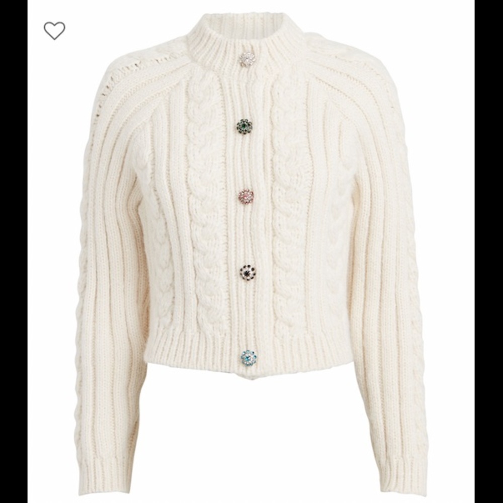 NWOT Ganni Crystal Button Alpaca Cardigan